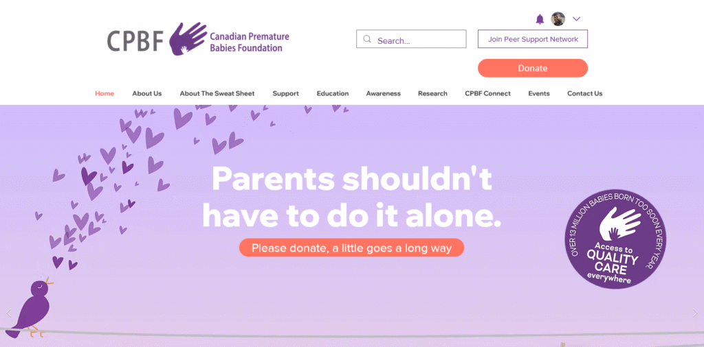 Canadian Premature Babies Foundation website alternative homepage